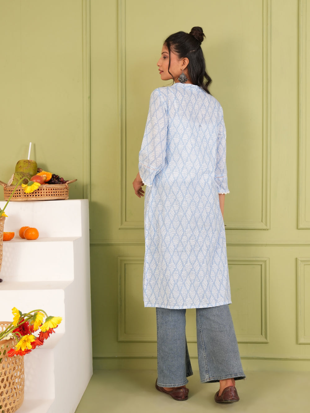 Women’s Cotton Printed Kurta Regular Fit Ethnic Motif Kurta