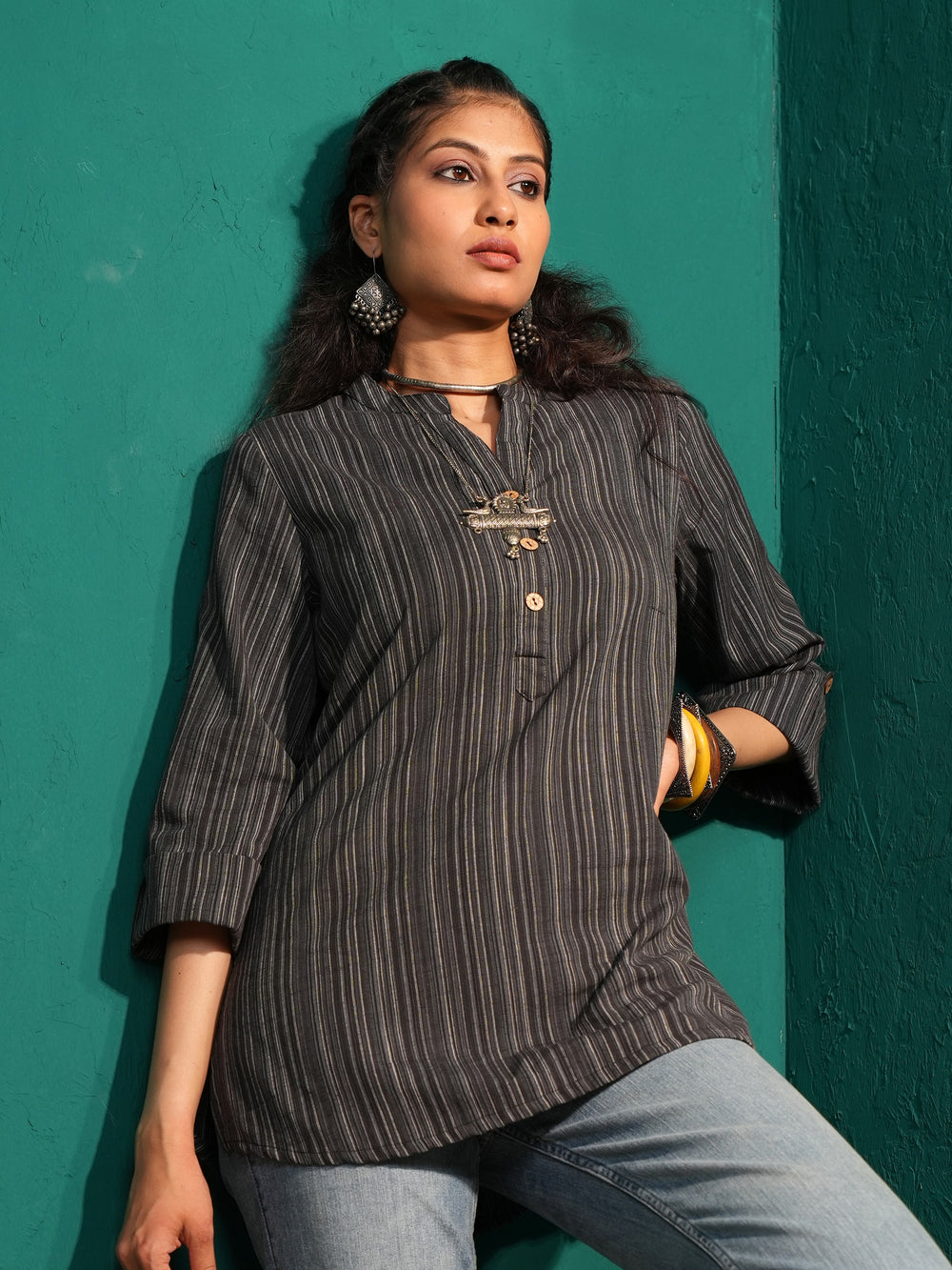 Women Cotton Striped Regular Fit Tunic