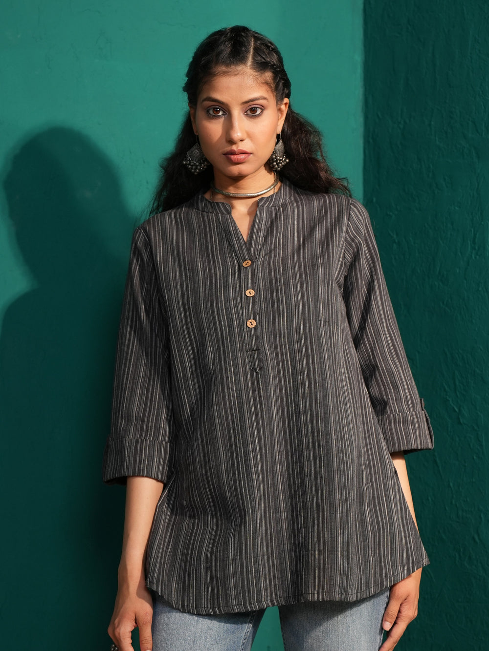 Women Cotton Striped Regular Fit Tunic