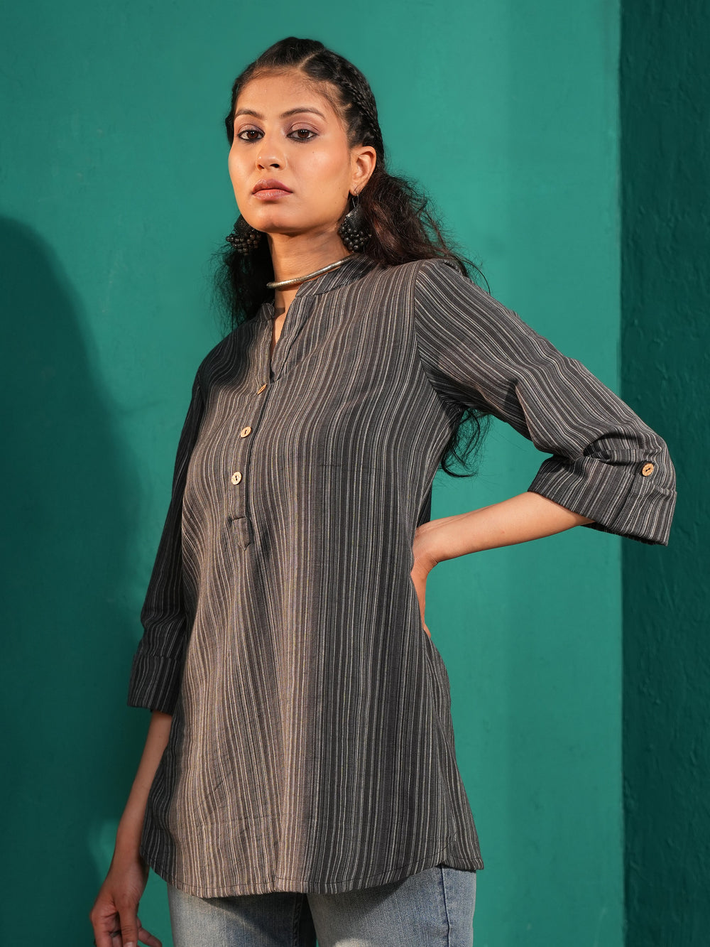 Women Cotton Striped Regular Fit Tunic