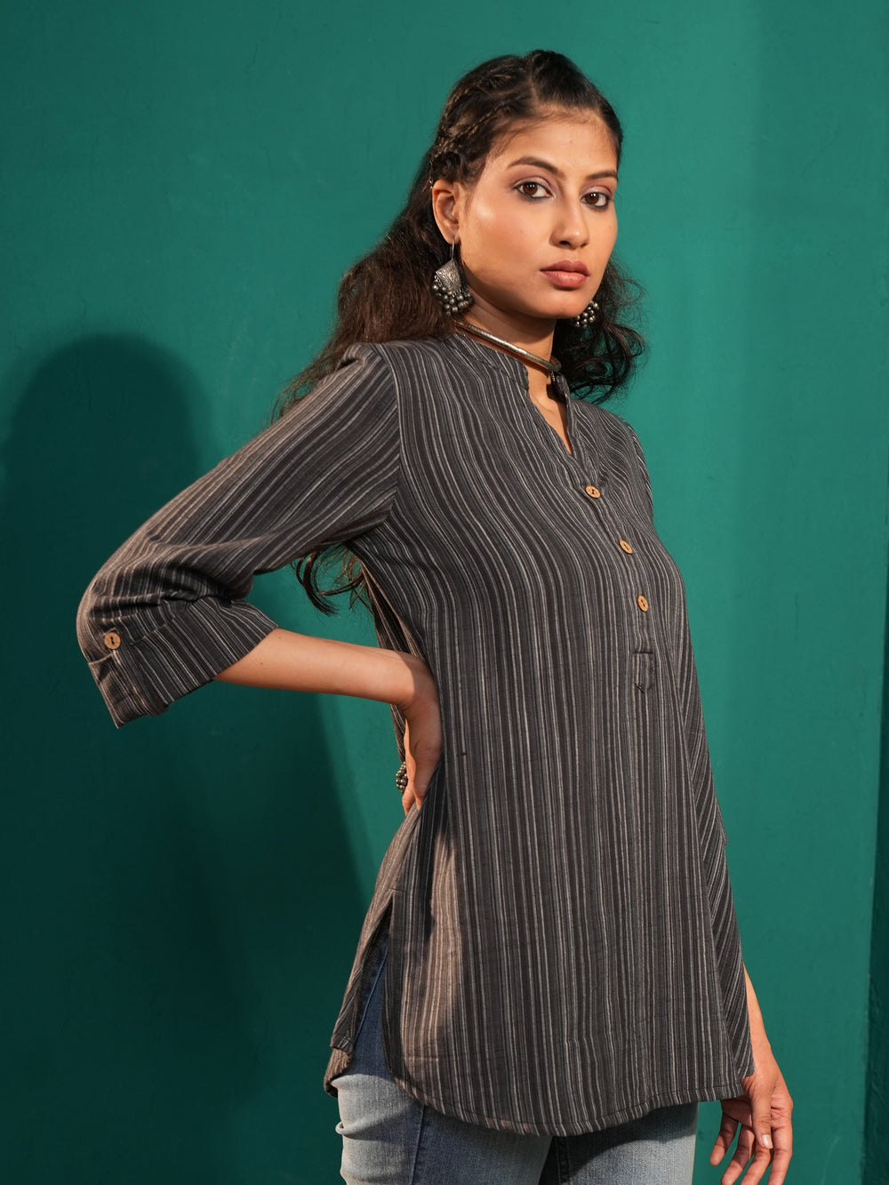 Women Cotton Striped Regular Fit Tunic