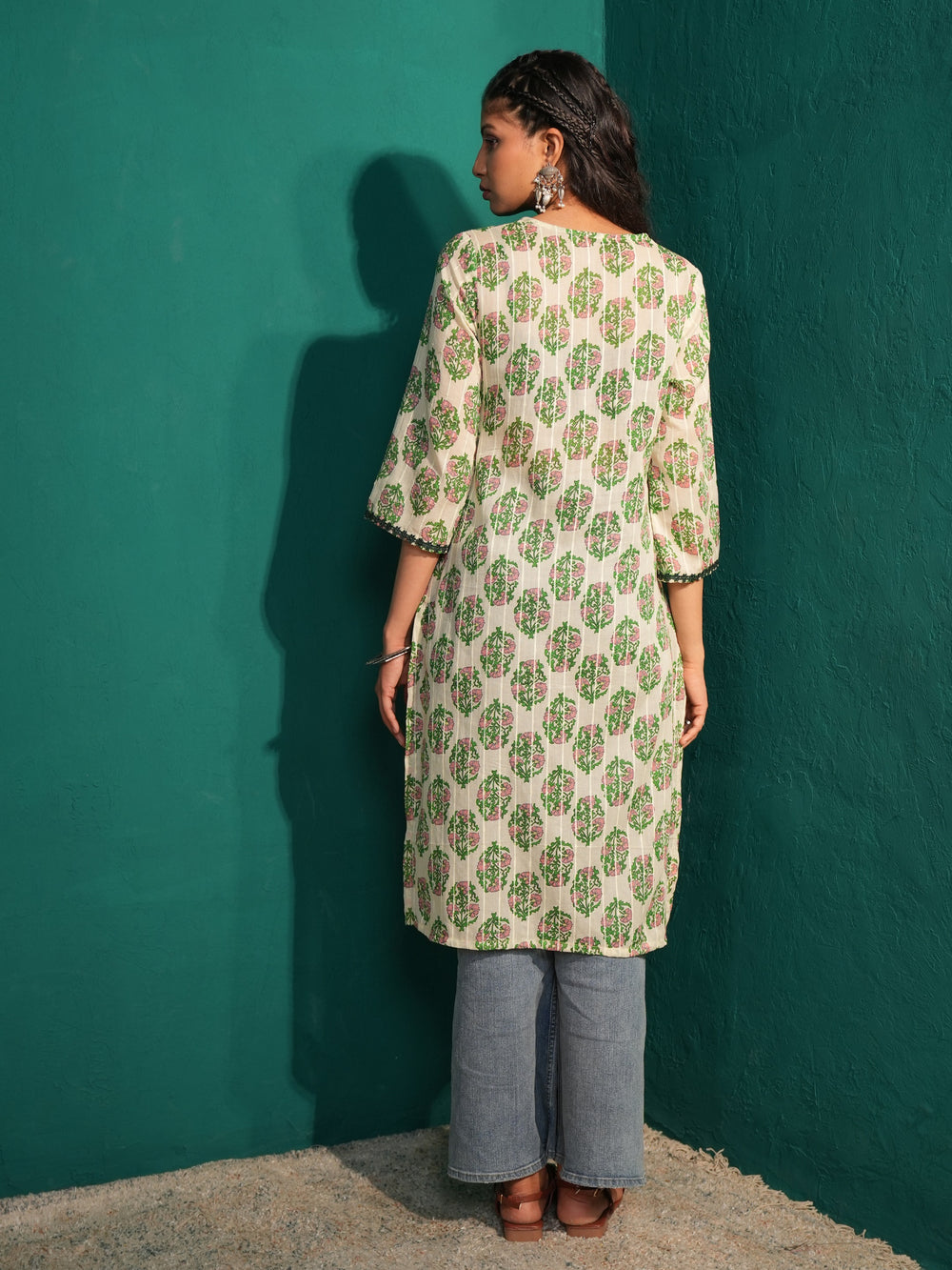 SWARINI Women’s Ethnic Floral Print Cotton Kurta