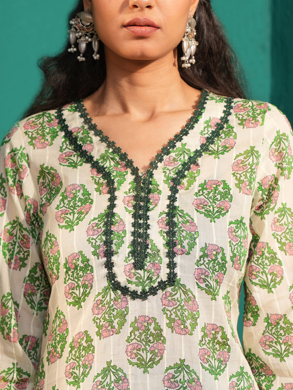 SWARINI Women’s Ethnic Floral Print Cotton Kurta