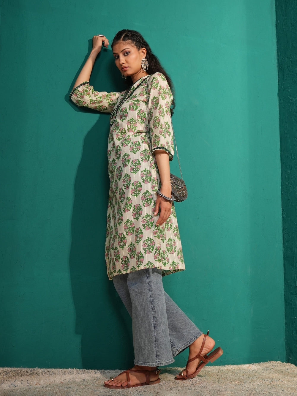 SWARINI Women’s Ethnic Floral Print Cotton Kurta